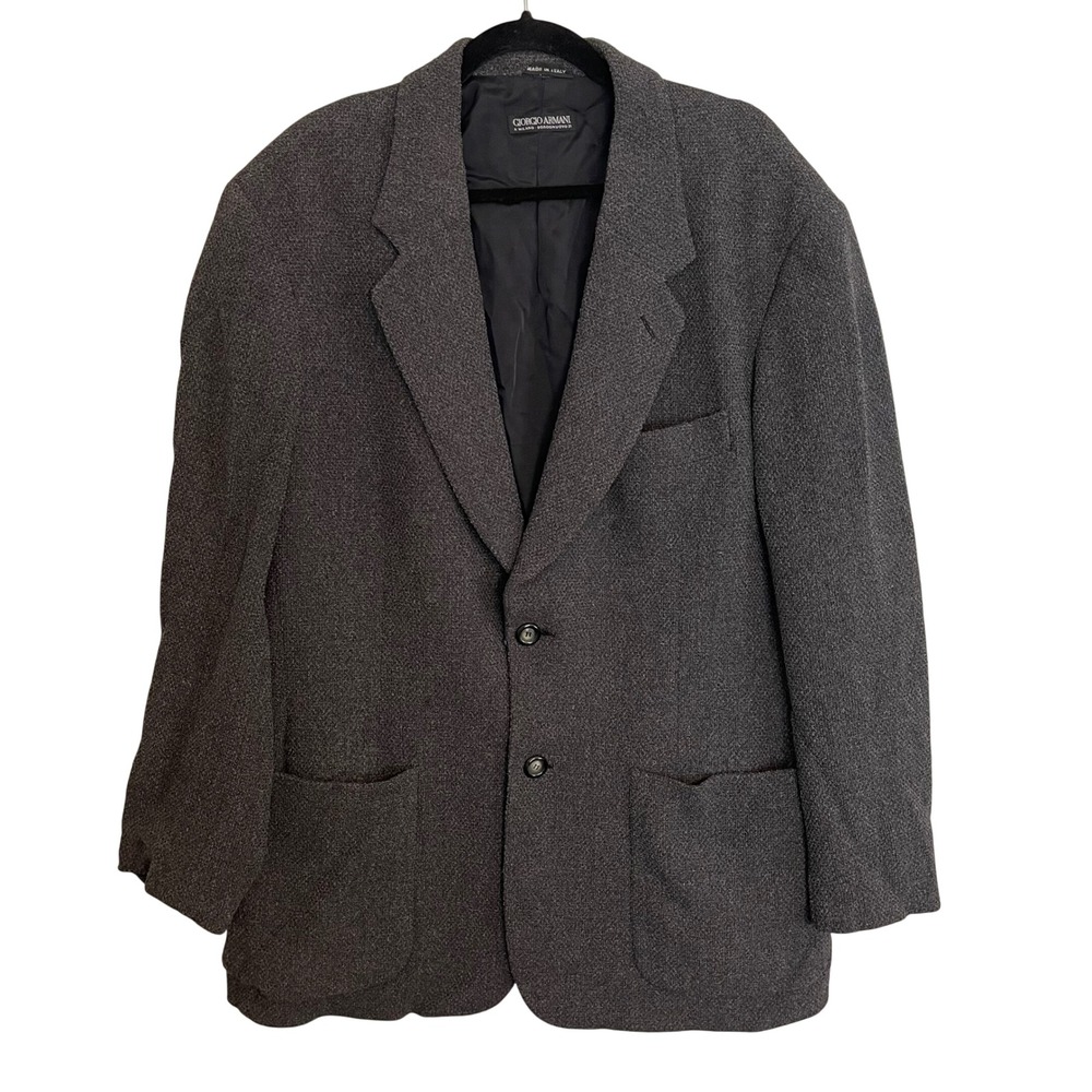 Giorgio Armani A Milano Borgonuovo 21 Charcoal Wool Boucle Blazer Mens 54 IT